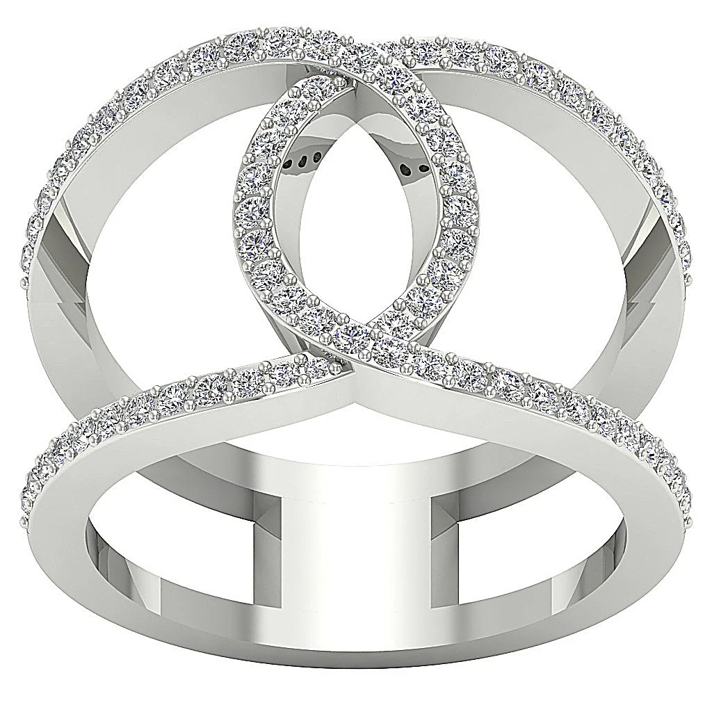 The Audrey Natural Diamond Criss Cross Engagement Ring 14K Rose Gold Prong Set 15.45 MM - Image 5
