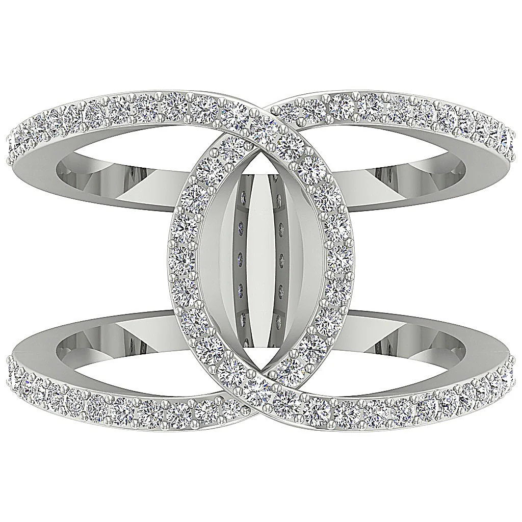 The Audrey Natural Diamond Criss Cross Engagement Ring 14K Rose Gold Prong Set 15.45 MM - Image 6