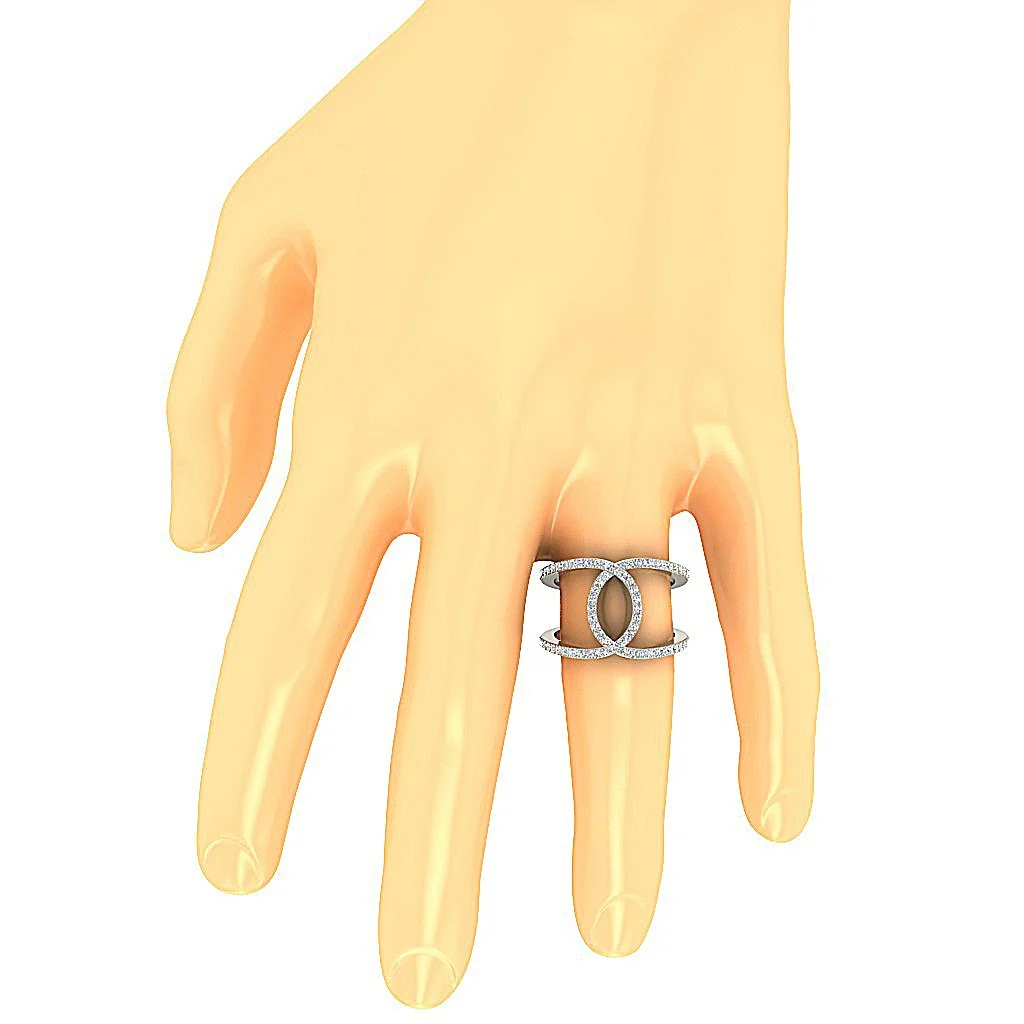 The Audrey Natural Diamond Criss Cross Engagement Ring 14K Rose Gold Prong Set 15.45 MM - Image 7