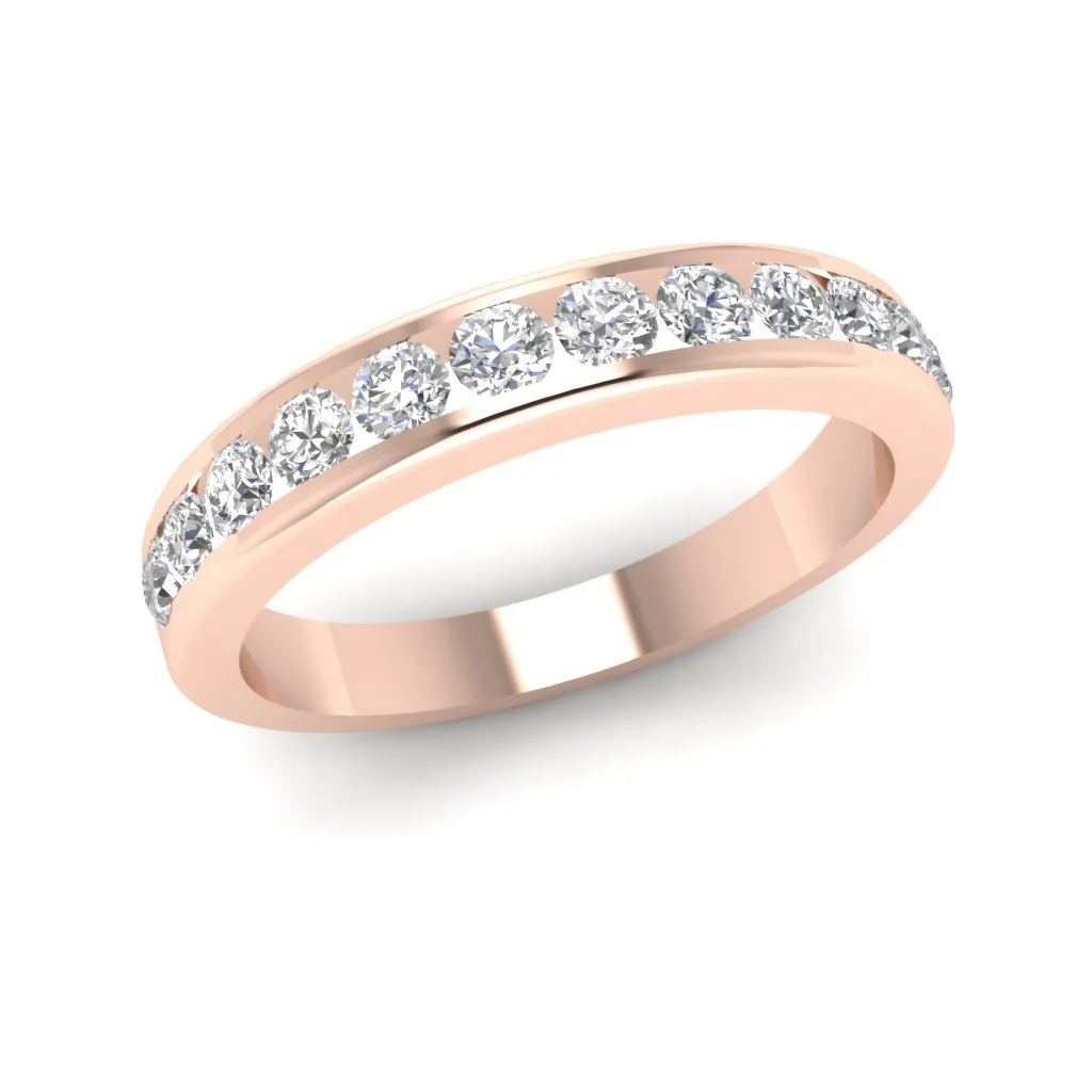 The Zoe Natural Diamond Stackable Fashion Engagement Ring 14K White Yellow Rose Gold Channel Set - Image 3