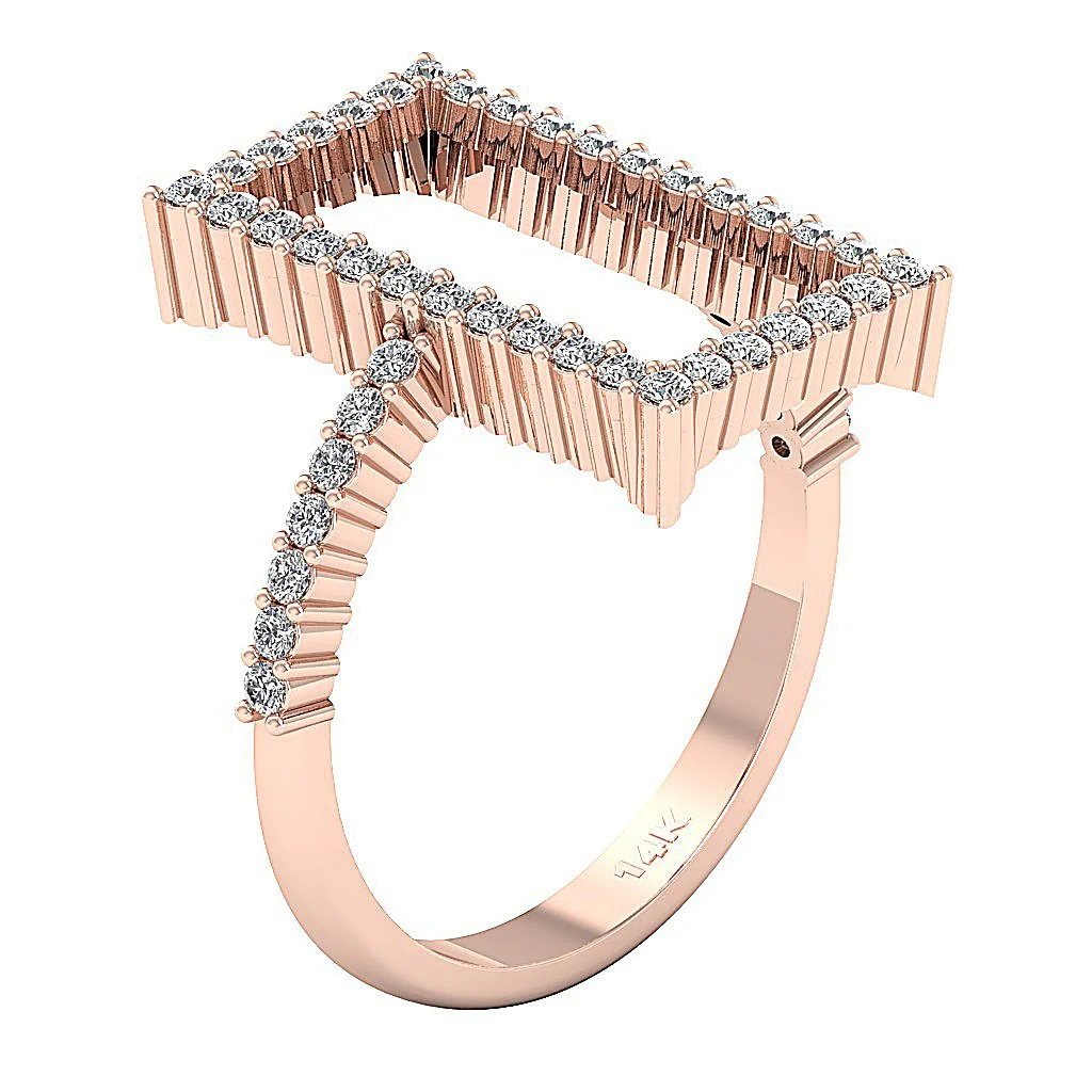 The Leilani Natural Diamond Designer Fashion Engagement Ring 14k Yellow Gold Prong Set - Image 3