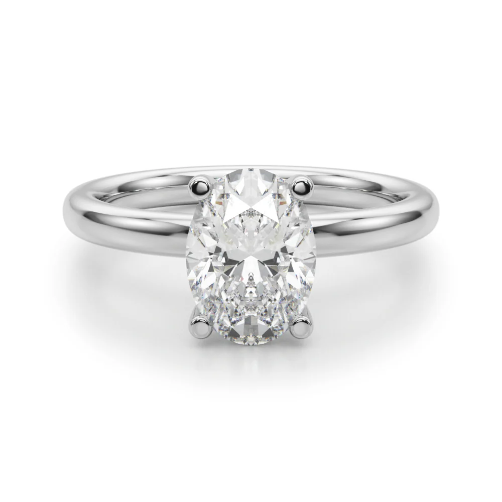 Oval Cut Lab Grown Diamond VS-F 1.00-3.00 Carat Solitaire Engagement Ring in 14K White Gold - Image 7
