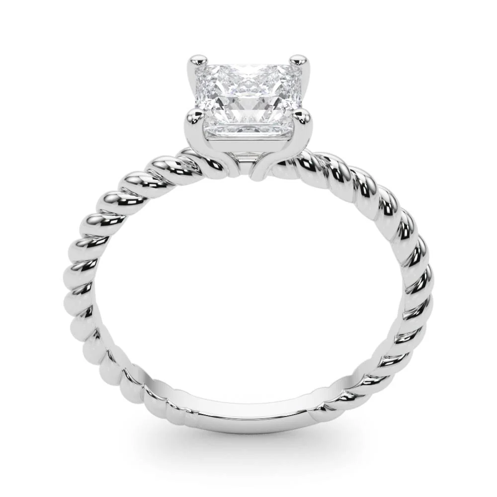 Princess Cut Lab Grown Diamond Twisted Rope Band Engagement Ring VS F 1.50-3.00 Ct 14K White Gold - Image 12