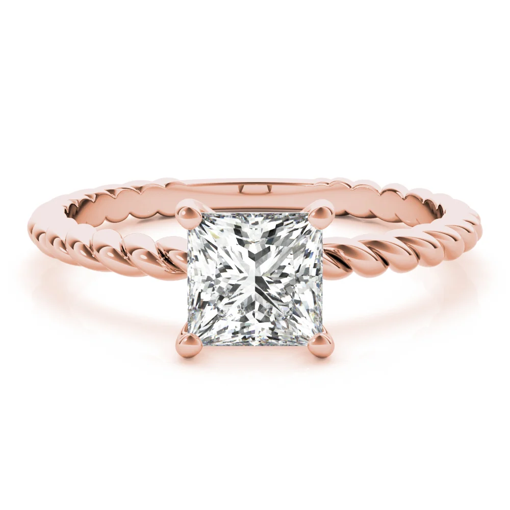 Princess Cut Lab Grown Diamond Twisted Rope Band Engagement Ring VS F 1.50-3.00 Ct 14K White Gold - Image 13