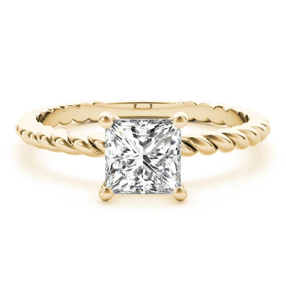 Princess Cut Lab Grown Diamond Twisted Rope Band Engagement Ring VS F 1.50-3.00 Ct 14K White Gold - Image 14
