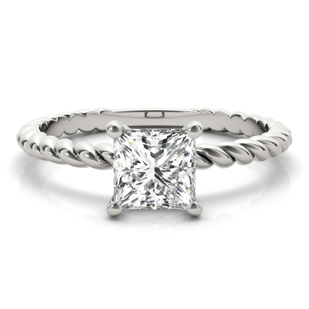 Princess Cut Lab Grown Diamond Twisted Rope Band Engagement Ring VS F 1.50-3.00 Ct 14K White Gold - Image 15