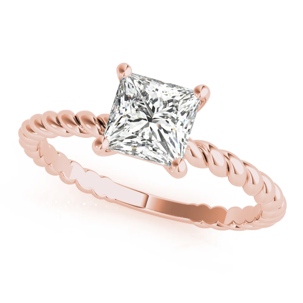 Princess Cut Lab Grown Diamond Twisted Rope Band Engagement Ring VS F 1.50-3.00 Ct 14K White Gold - Image 3