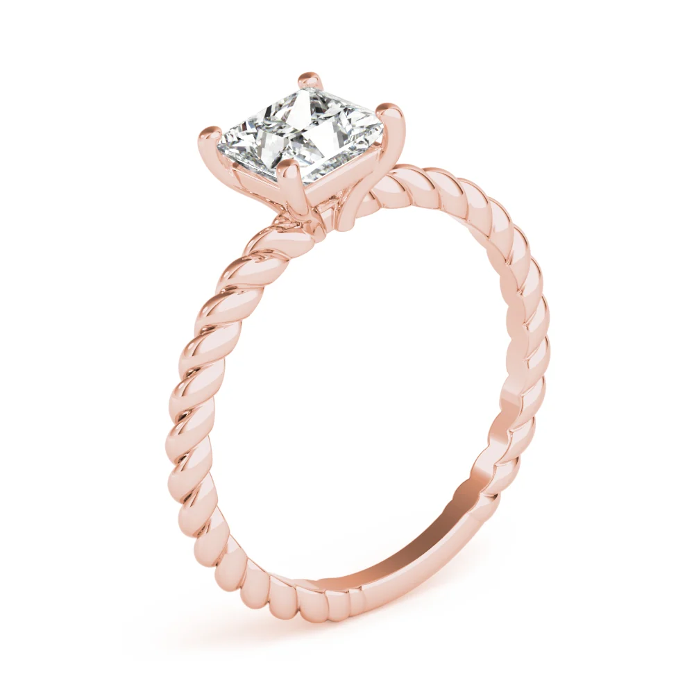 Princess Cut Lab Grown Diamond Twisted Rope Band Engagement Ring VS F 1.50-3.00 Ct 14K White Gold - Image 5