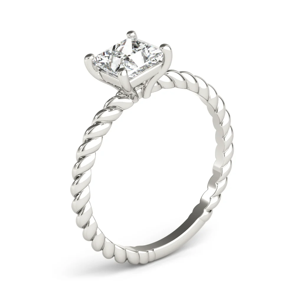 Princess Cut Lab Grown Diamond Twisted Rope Band Engagement Ring VS F 1.50-3.00 Ct 14K White Gold - Image 6