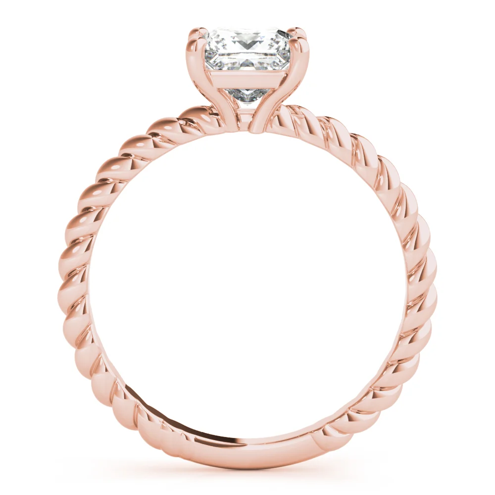 Princess Cut Lab Grown Diamond Twisted Rope Band Engagement Ring VS F 1.50-3.00 Ct 14K White Gold - Image 8