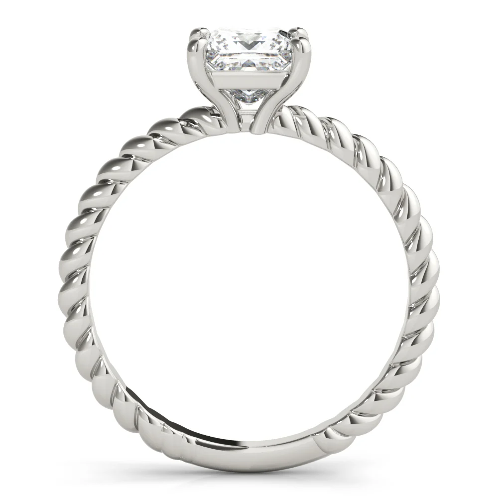 Princess Cut Lab Grown Diamond Twisted Rope Band Engagement Ring VS F 1.50-3.00 Ct 14K White Gold - Image 9