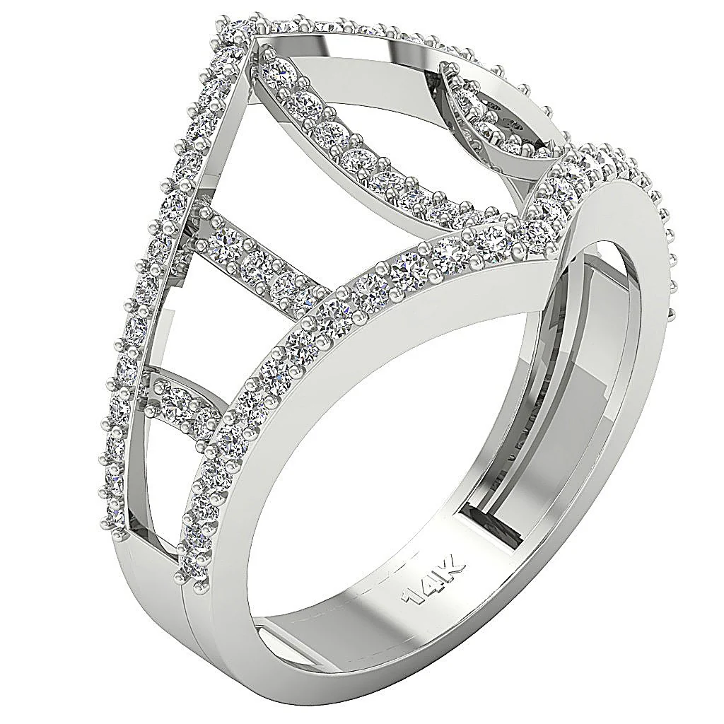 The Ruby Natural Diamond Prong Set 14K White Gold Designer Fashion Engagement Ring