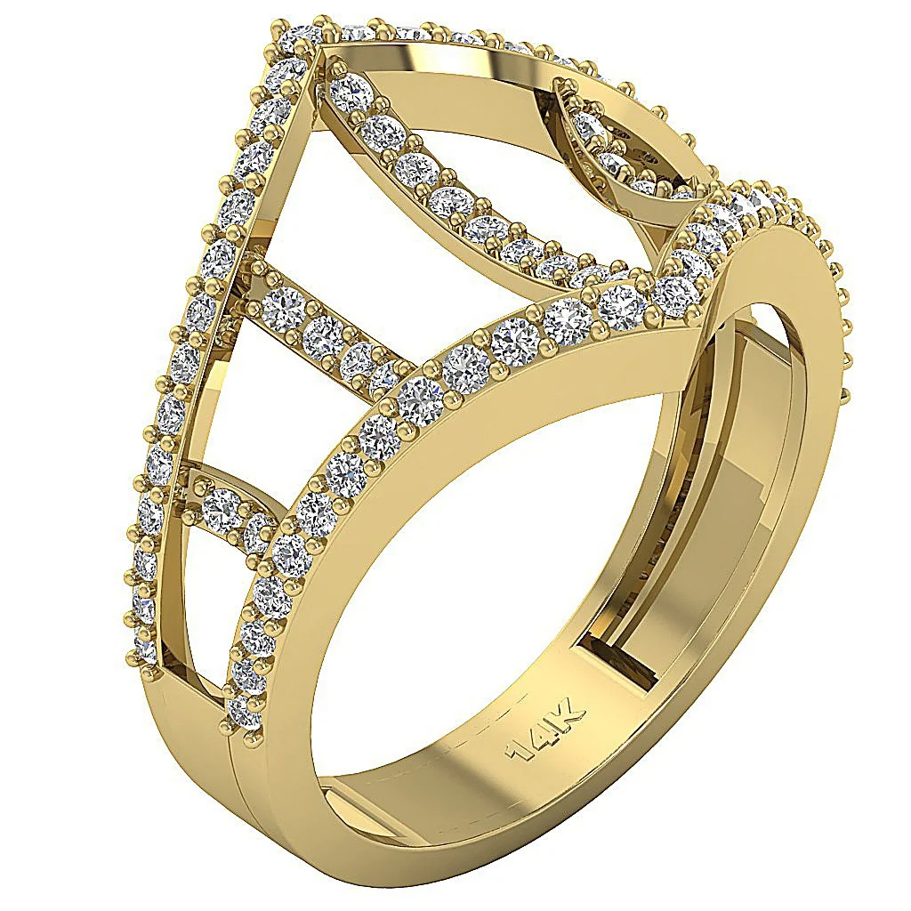 The Ruby Natural Diamond Prong Set 14K White Gold Designer Fashion Engagement Ring - Image 2