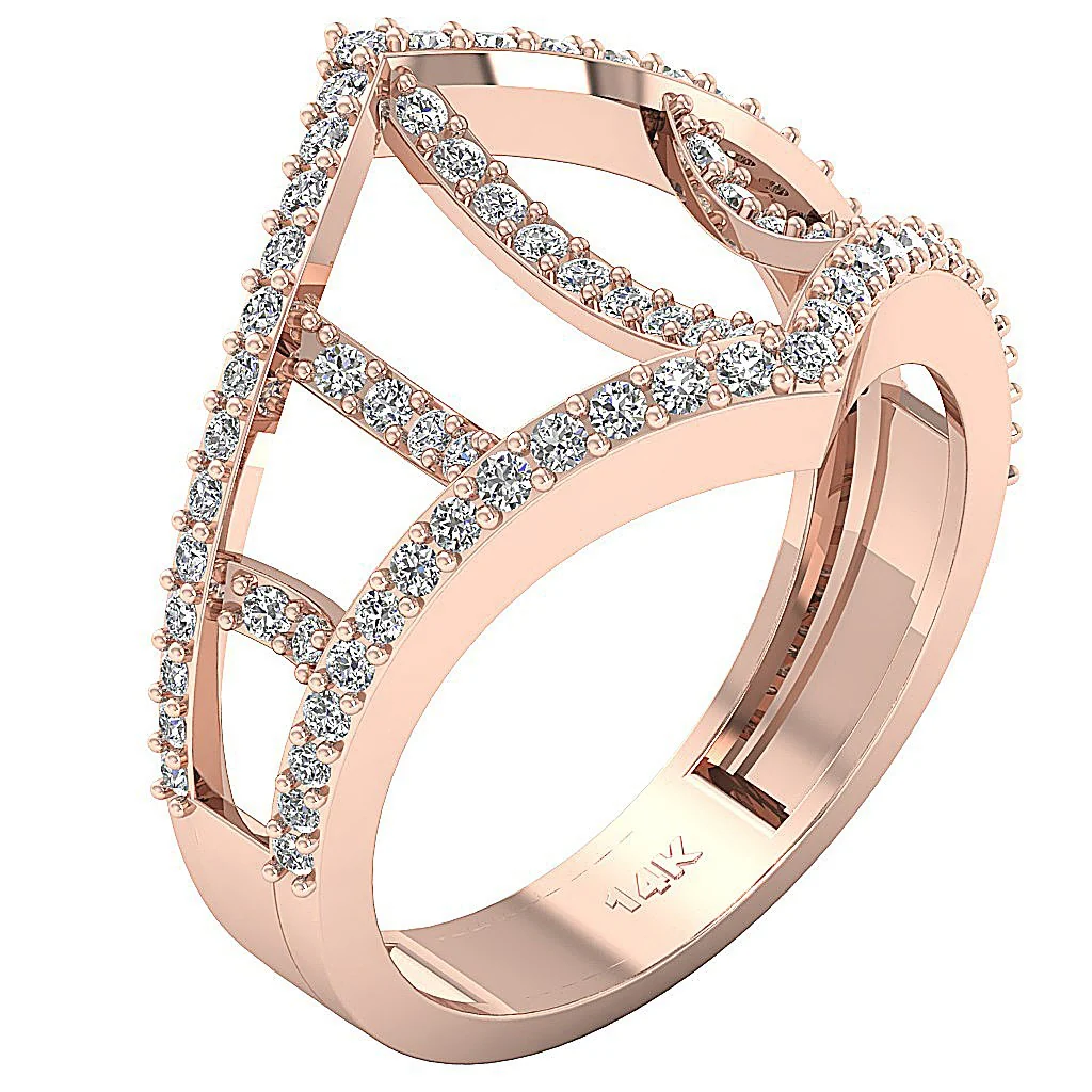 The Ruby Natural Diamond Prong Set 14K White Gold Designer Fashion Engagement Ring - Image 3