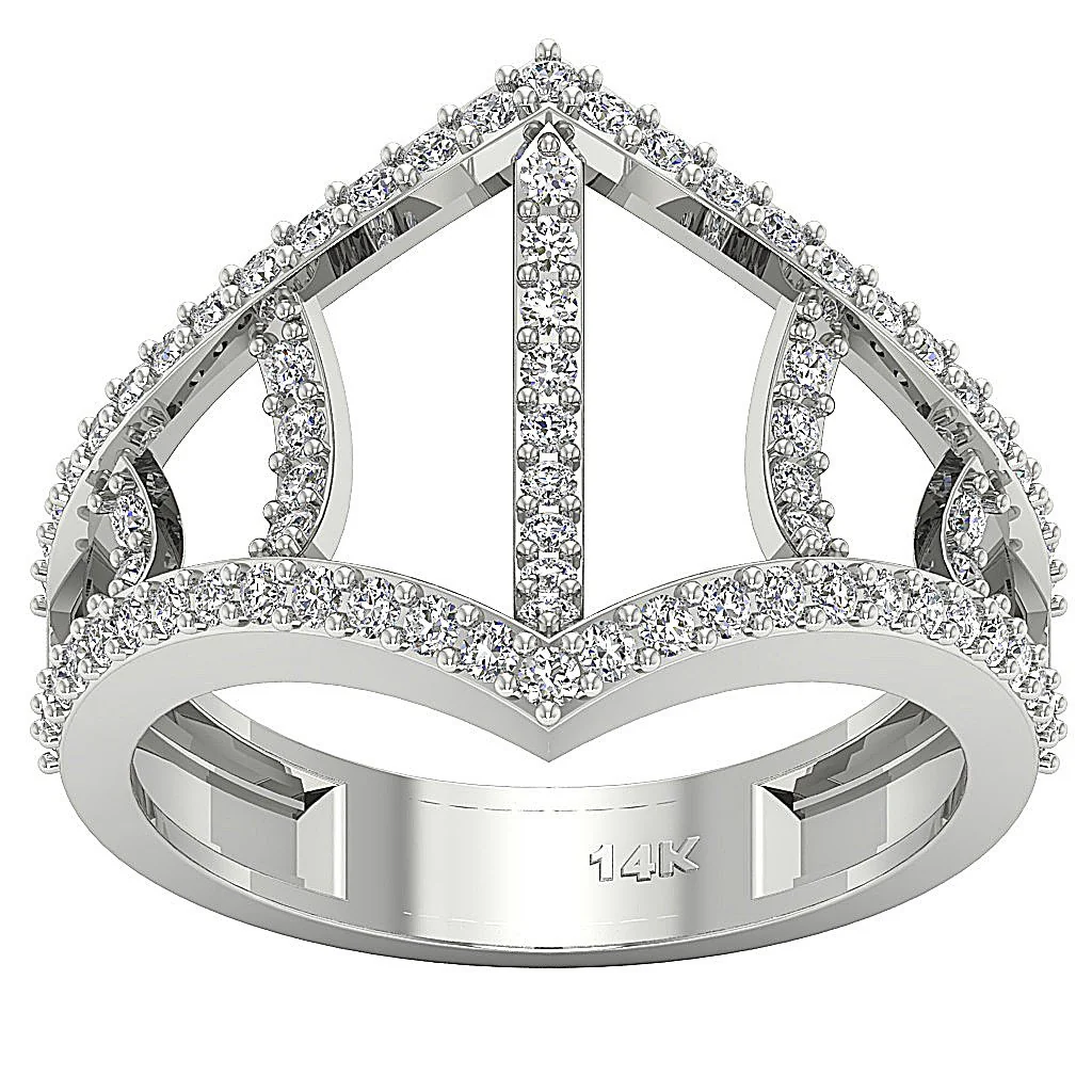 The Ruby Natural Diamond Prong Set 14K White Gold Designer Fashion Engagement Ring - Image 5
