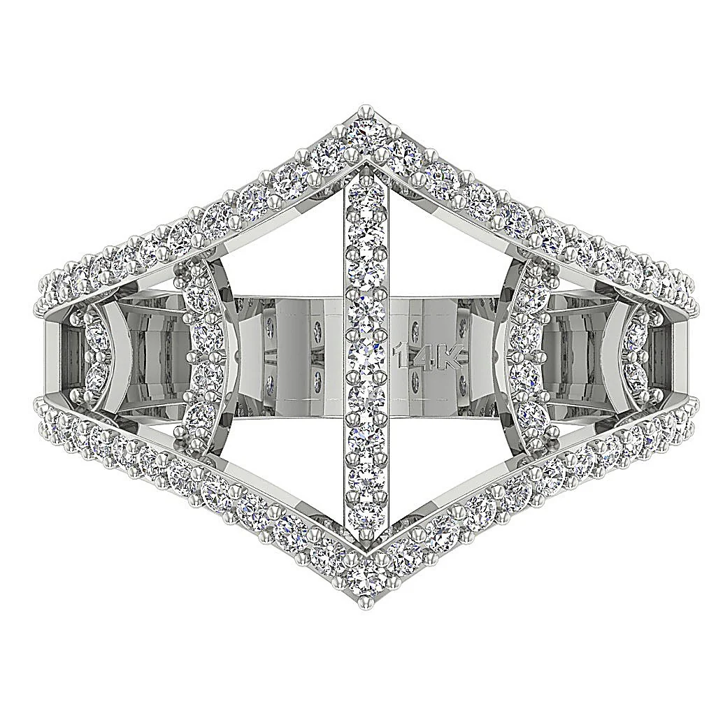 The Ruby Natural Diamond Prong Set 14K White Gold Designer Fashion Engagement Ring - Image 6