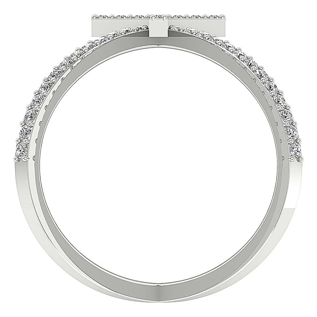 The Genesis Criss Cross Prong Set Designer Anniversary Ring Round Diamond 14k Yellow Gold 23.00 MM - Image 4