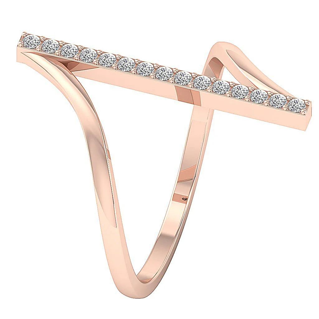 0.20Ct Prong Set Designer Wedding Ring Natural Diamond 14K White Yellow Rose Gold - Image 2