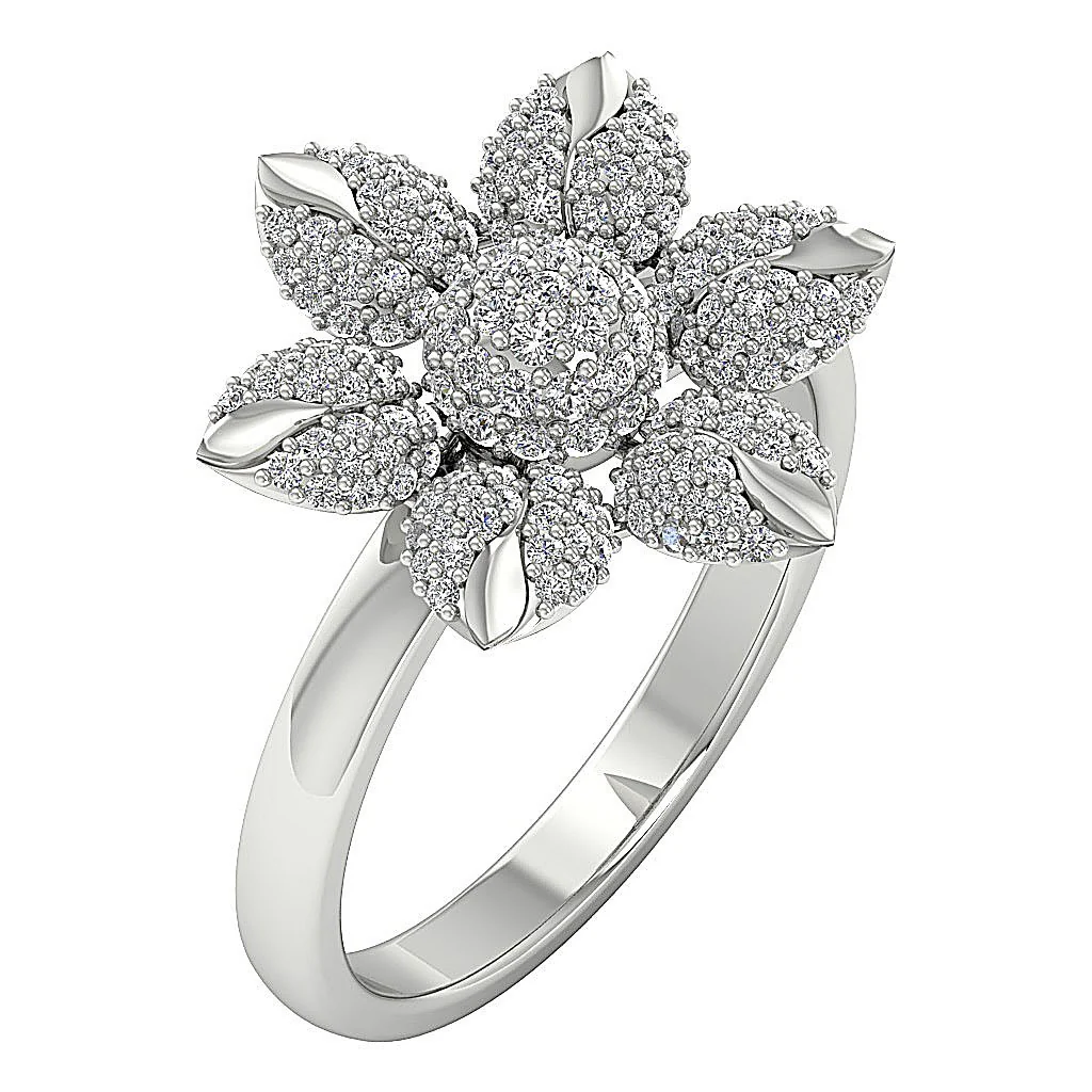 The Ayla Prong Set Flower Designer Engagement Ring Natural Diamond 14K Yellow Gold 17.50 MM - Image 2