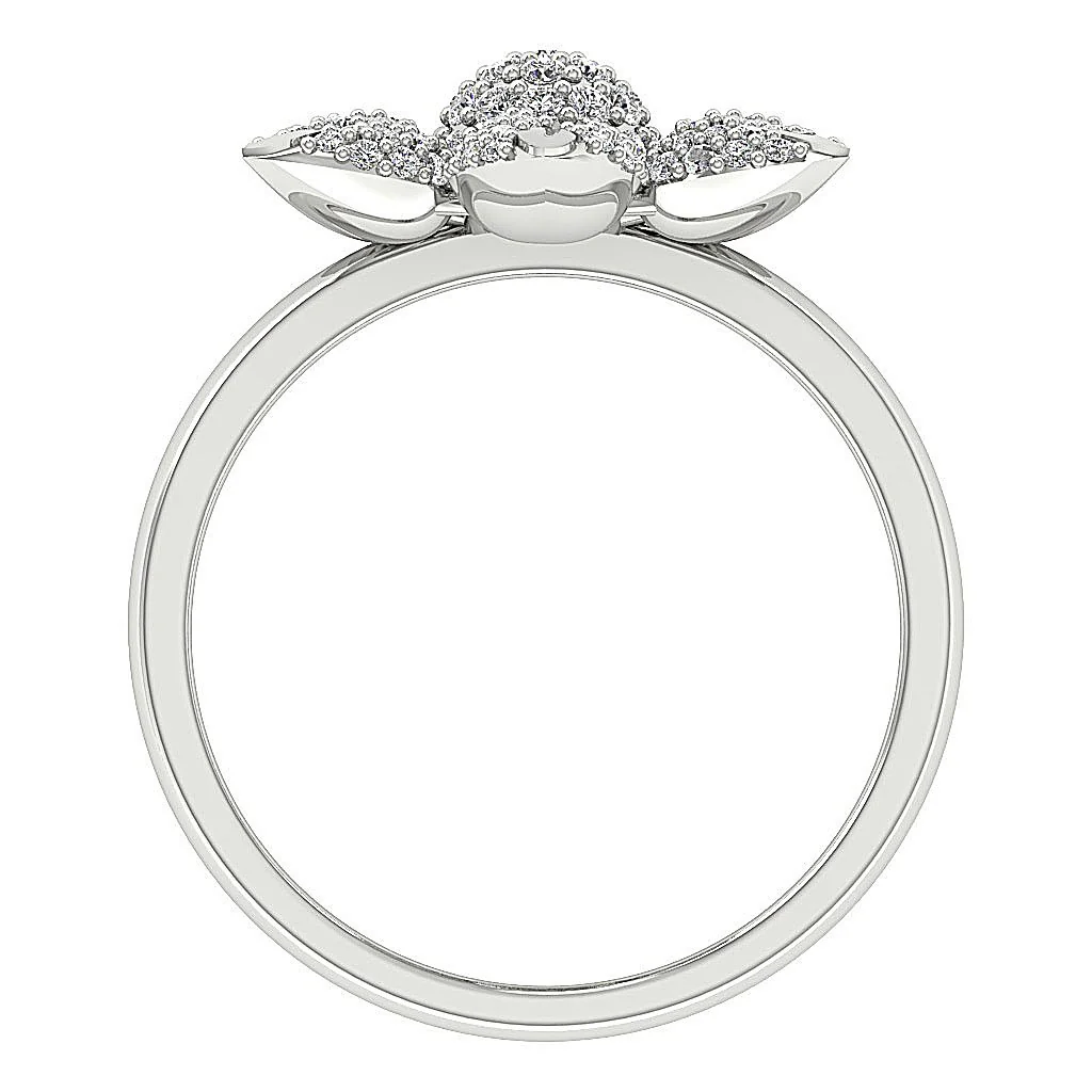 The Ayla Prong Set Flower Designer Engagement Ring Natural Diamond 14K Yellow Gold 17.50 MM - Image 4