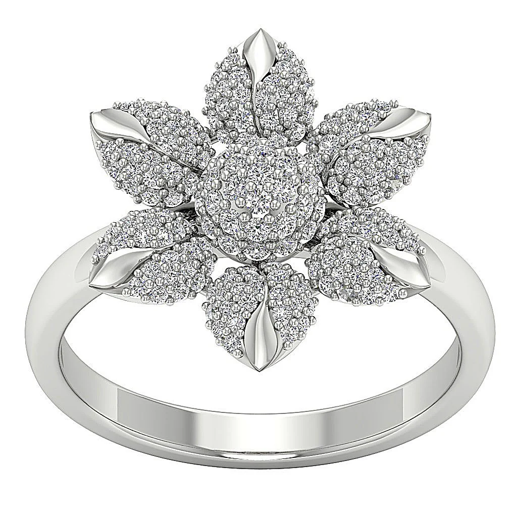 The Ayla Prong Set Flower Designer Engagement Ring Natural Diamond 14K Yellow Gold 17.50 MM - Image 5
