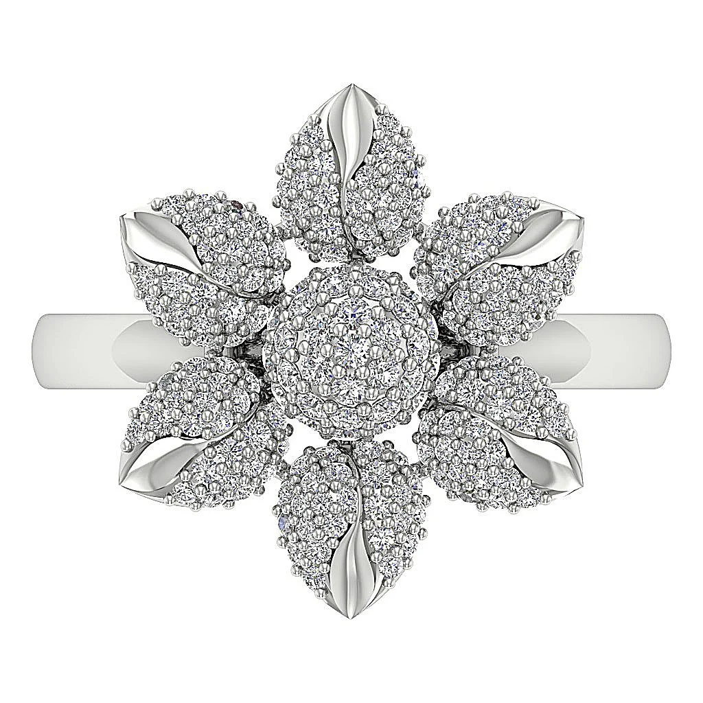 The Ayla Prong Set Flower Designer Engagement Ring Natural Diamond 14K Yellow Gold 17.50 MM - Image 6