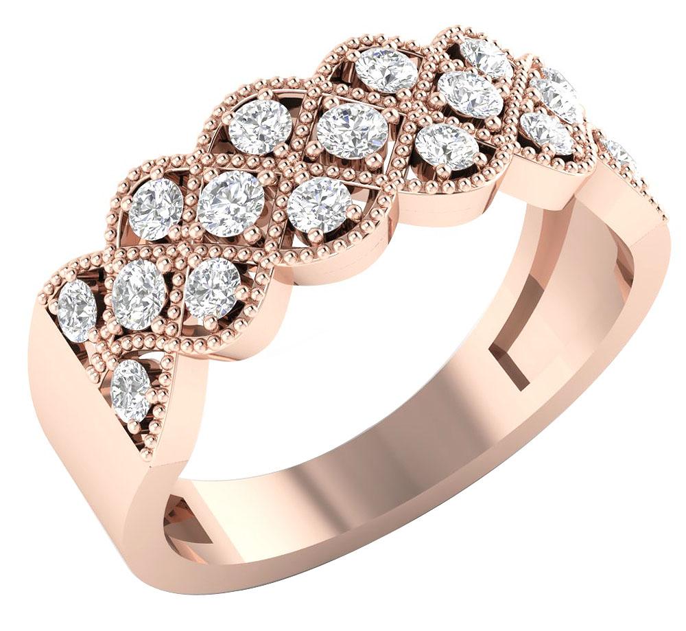 The Lillian 14K Rose Gold Fashion Round Diamond Wedding Ring Prong Set 7.80 MM