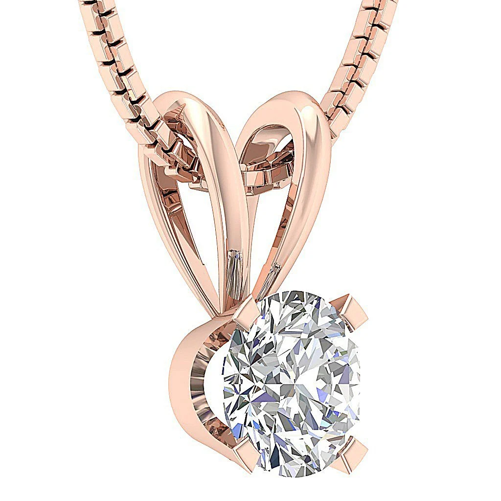 Round Brilliant Cut Diamond Solitaire Pendant I1/SI1 G 0.50- 1.00ct 14K Gold Necklace In Prong Set - Image 3