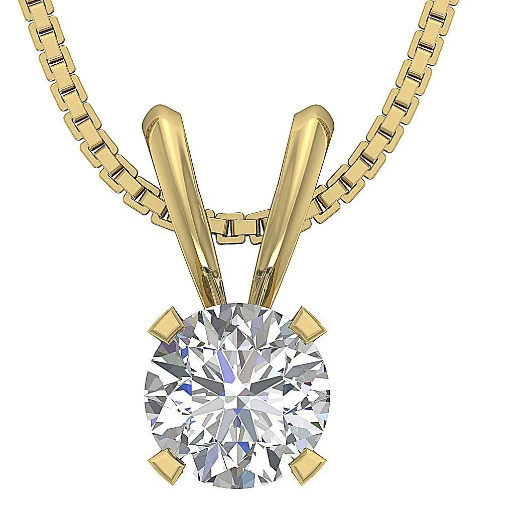 Round Brilliant Cut Diamond Solitaire Pendant I1/SI1 G 0.50- 1.00ct 14K Gold Necklace In Prong Set - Image 5