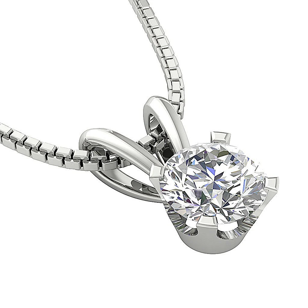 Round Brilliant Cut Diamond Solitaire Pendant I1/SI1 G 0.50- 1.00ct 14K Gold Necklace In Prong Set - Image 7