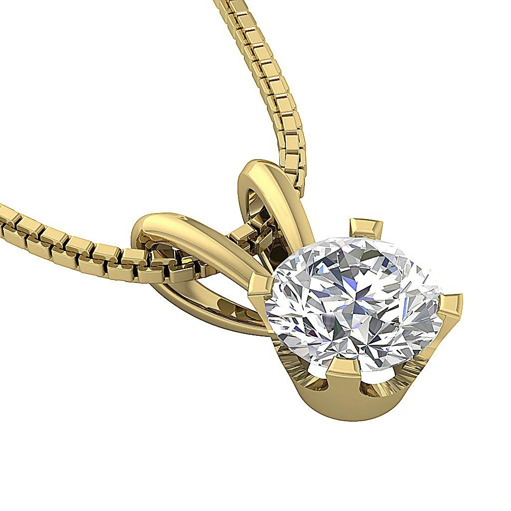 Round Brilliant Cut Diamond Solitaire Pendant I1/SI1 G 0.50- 1.00ct 14K Gold Necklace In Prong Set - Image 8