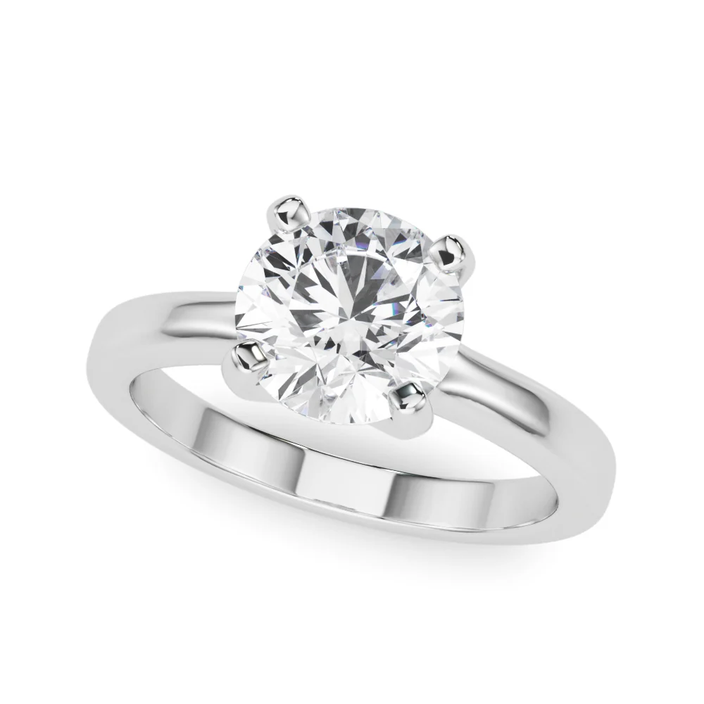 Round Brilliant Cut Lab Grown Diamond VS F 1.00-3.00 Carat Solitaire Engagement Ring in 14K White Gold