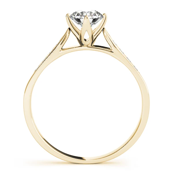 Round Brilliant Cut Lab Grown Diamond VS F 1.10 Carat Cathedral Ring with Channel-Set Accent Stones 14K Gold - Image 4