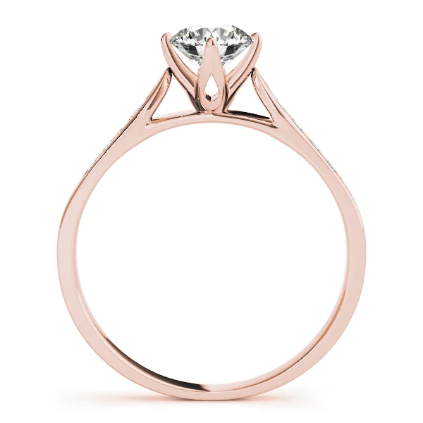 Round Brilliant Cut Lab Grown Diamond VS F 1.10 Carat Cathedral Ring with Channel-Set Accent Stones 14K Gold - Image 5