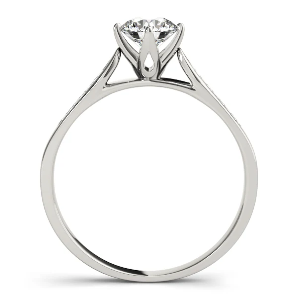 Round Brilliant Cut Lab Grown Diamond VS F 1.10 Carat Cathedral Ring with Channel-Set Accent Stones 14K Gold - Image 6