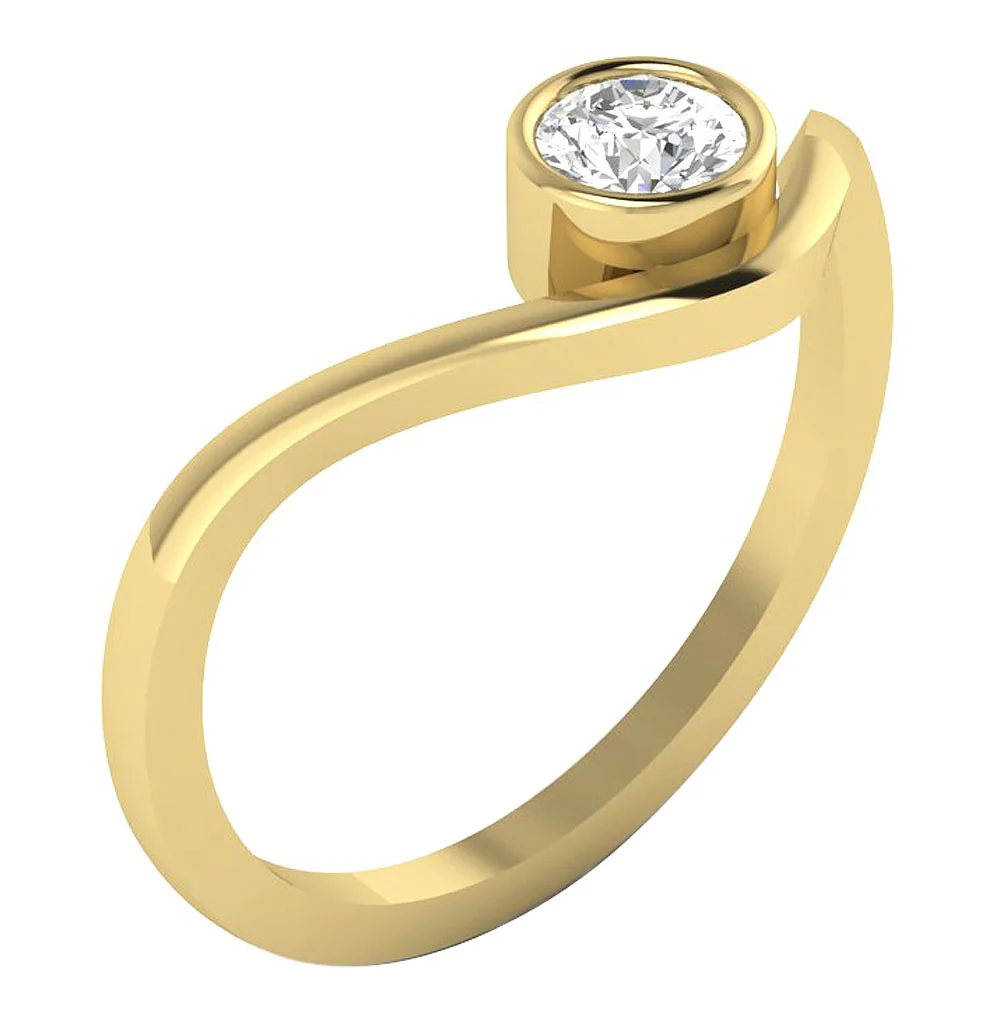 Round Cut Diamond 0.30Ct Bezel Set Solitaire Anniversary Ring In White Yellow Rose Gold - Image 2
