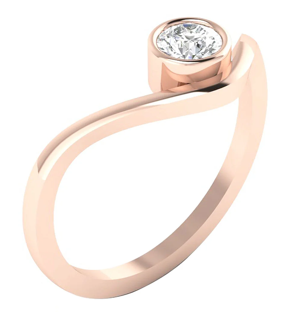 Round Cut Diamond 0.30Ct Bezel Set Solitaire Anniversary Ring In White Yellow Rose Gold - Image 3