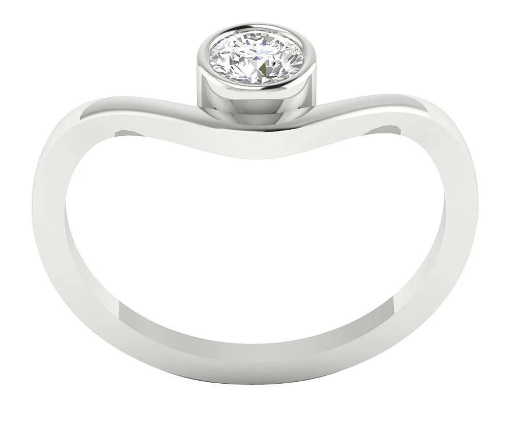 Round Cut Diamond 0.30Ct Bezel Set Solitaire Anniversary Ring In White Yellow Rose Gold - Image 4