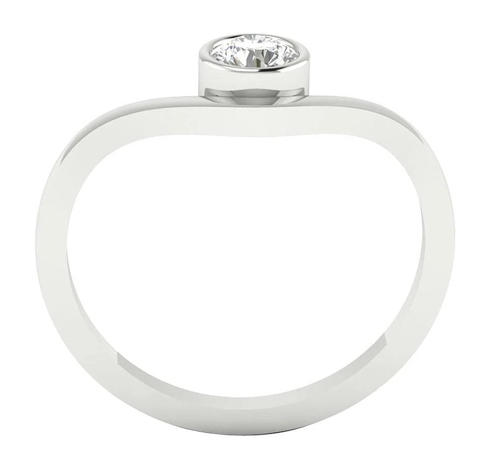 Round Cut Diamond 0.30Ct Bezel Set Solitaire Anniversary Ring In White Yellow Rose Gold - Image 5