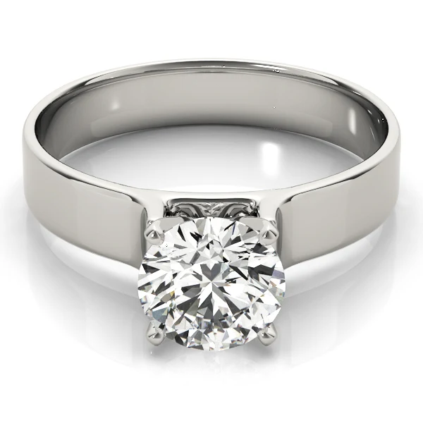 Round Cut Diamond Solitaire Engagement Ring with Flat Wide Band in 14K Gold VS F 1.00-3.00 Carat - Image 10