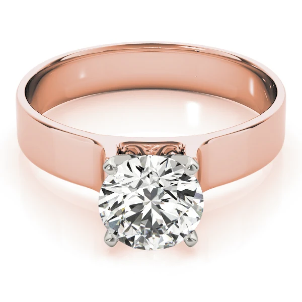 Round Cut Diamond Solitaire Engagement Ring with Flat Wide Band in 14K Gold VS F 1.00-3.00 Carat - Image 12