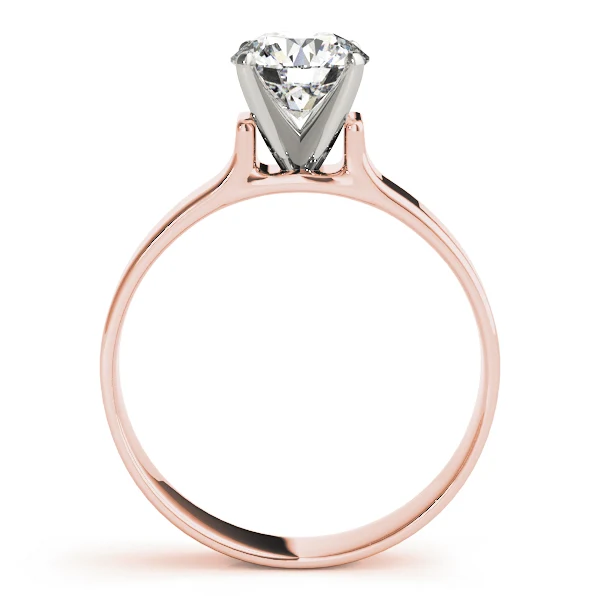 Round Cut Diamond Solitaire Engagement Ring with Flat Wide Band in 14K Gold VS F 1.00-3.00 Carat - Image 4