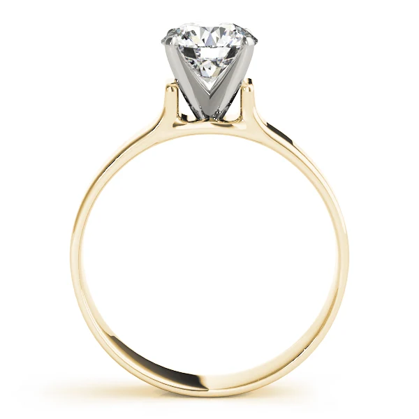 Round Cut Diamond Solitaire Engagement Ring with Flat Wide Band in 14K Gold VS F 1.00-3.00 Carat - Image 5