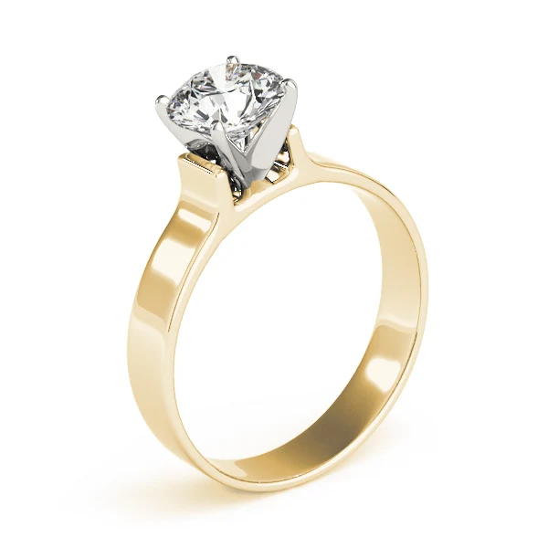 Round Cut Diamond Solitaire Engagement Ring with Flat Wide Band in 14K Gold VS F 1.00-3.00 Carat - Image 7