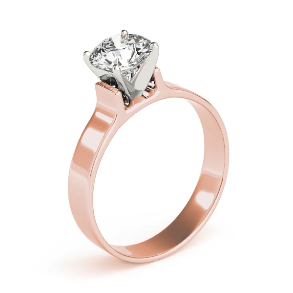 Round Cut Diamond Solitaire Engagement Ring with Flat Wide Band in 14K Gold VS F 1.00-3.00 Carat - Image 8