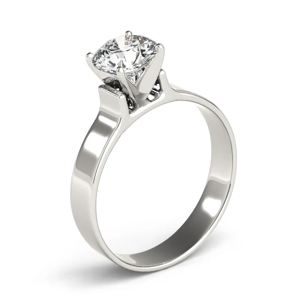 Round Cut Diamond Solitaire Engagement Ring with Flat Wide Band in 14K Gold VS F 1.00-3.00 Carat - Image 9