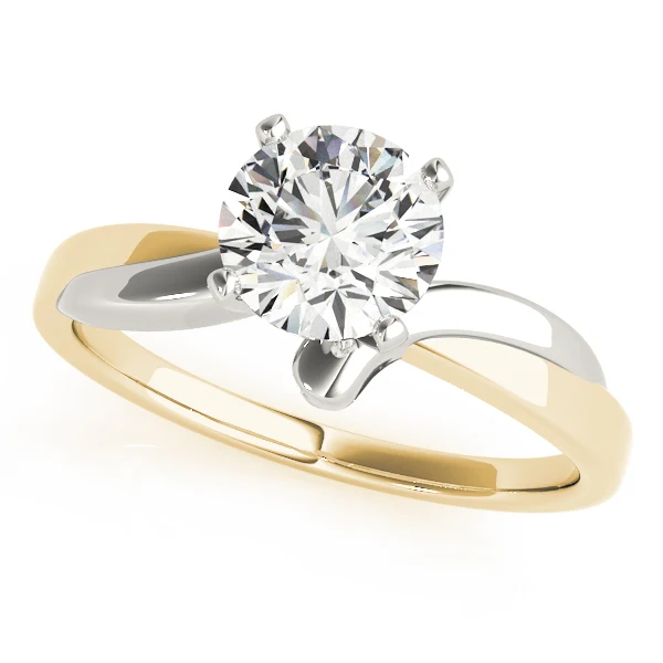 Round Cut Diamond Tension-Style Bypass Solitaire Ring in Two-Tone 14K Gold VS F 1.00-3.00 Carat - Image 2