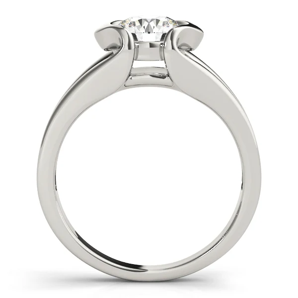 Round Cut Lab Grown Diamond Half Bezel Split Shank Engagement Ring VS F 1.00 Carat 14K Gold - Image 6