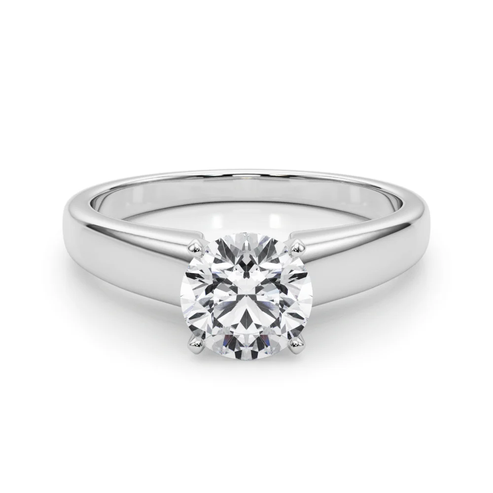 Round Cut Lab Grown Diamond VS F 1.00-2.00 Ct Engagement Ring with Classic Cathedral Plain Band in 14k Gold - Image 10