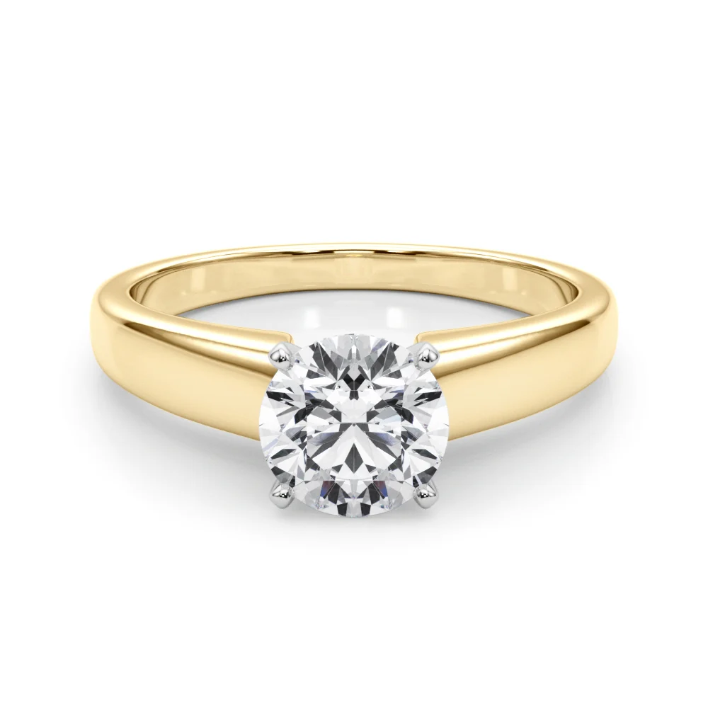 Round Cut Lab Grown Diamond VS F 1.00-2.00 Ct Engagement Ring with Classic Cathedral Plain Band in 14k Gold - Image 11